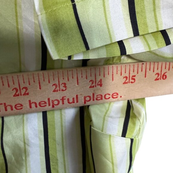 Chaus & Co. 100% Silk Striped Button Front Shirt Top Womens 22W Green White - Picture 4 of 5